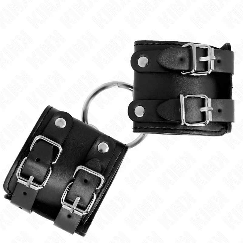 KINK - Restrições de pulso fixas com anel ajustável e pinos pretos 17-22 cm x 6,5 cm