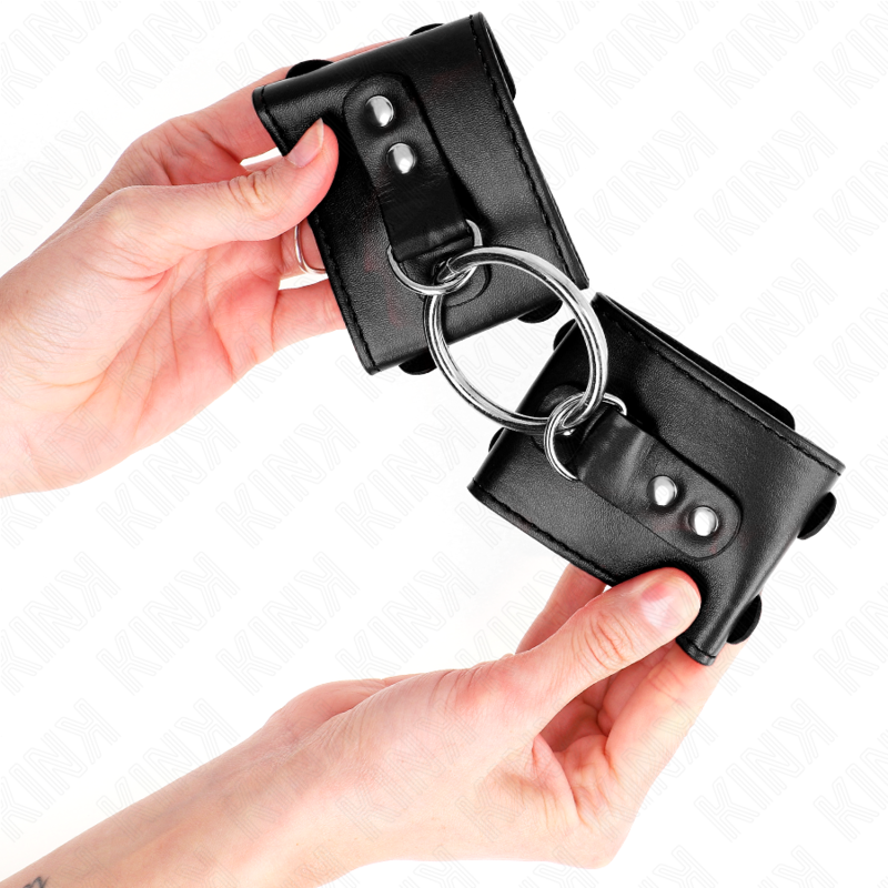 KINK - Restrições de pulso fixas com anel ajustável e pinos pretos 17-22 cm x 6,5 cm