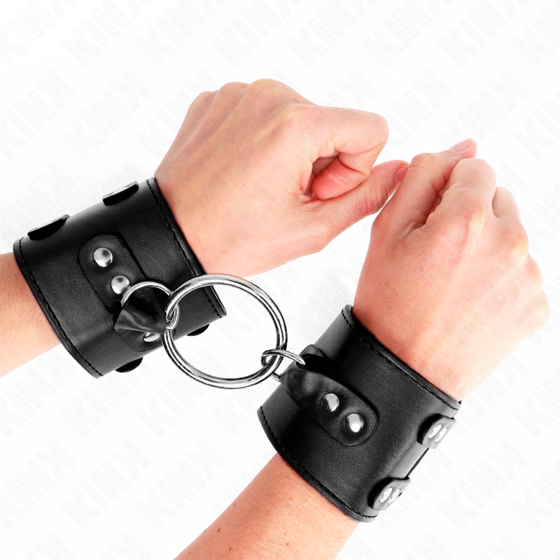 KINK - Restrições de pulso fixas com anel ajustável e pinos pretos 17-22 cm x 6,5 cm