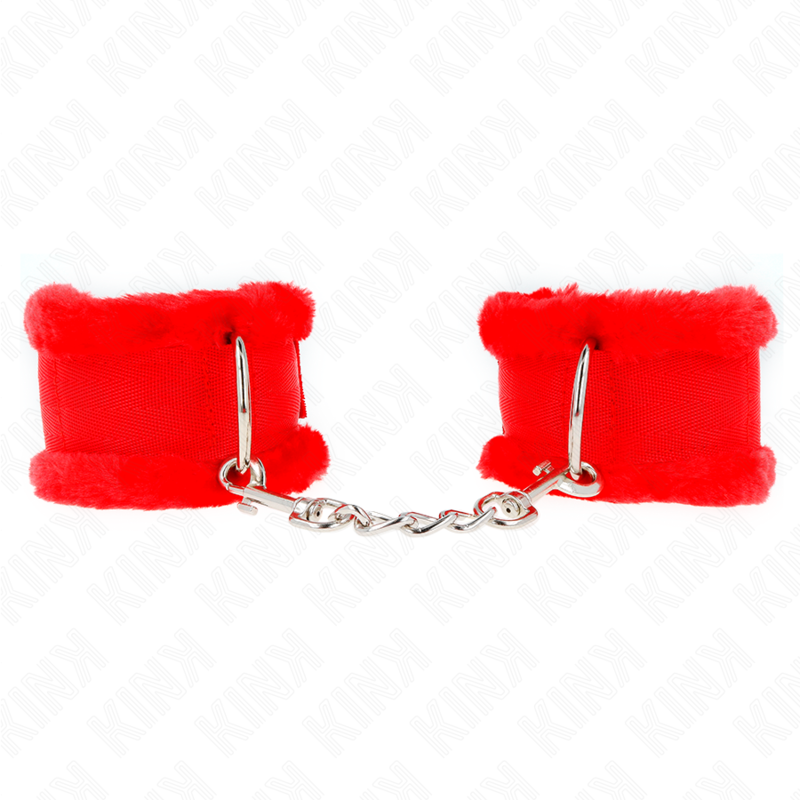 KINK - RED FUR LINED WRIST RESTS ADJUSTABLE 17-31 CM X 7 CM