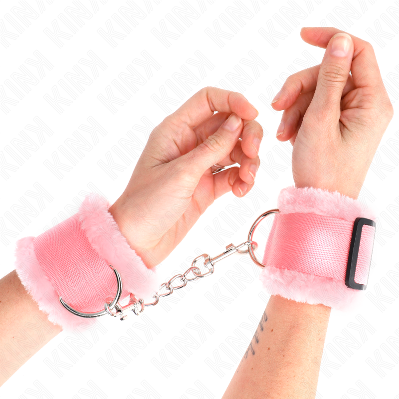 KINK - Adjustable Pink Fur Lined Wrist Rests 17-31 cm x 7 cm