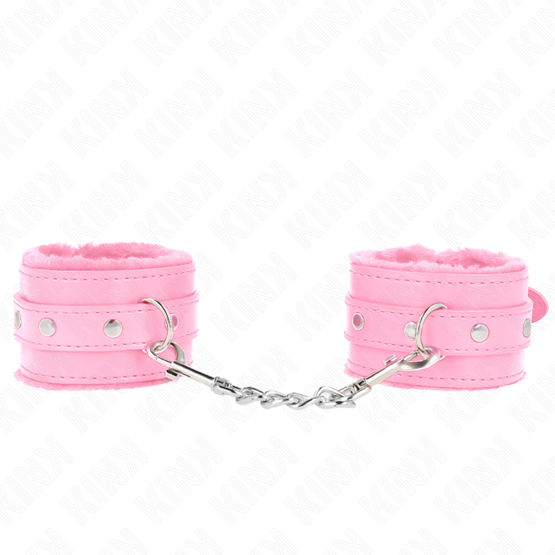 KINK - PREMIUM PINK FUR LINED WRIST RESTS WITH ADJUSTABLE PINK BELT 17-29 CM X 6 CM