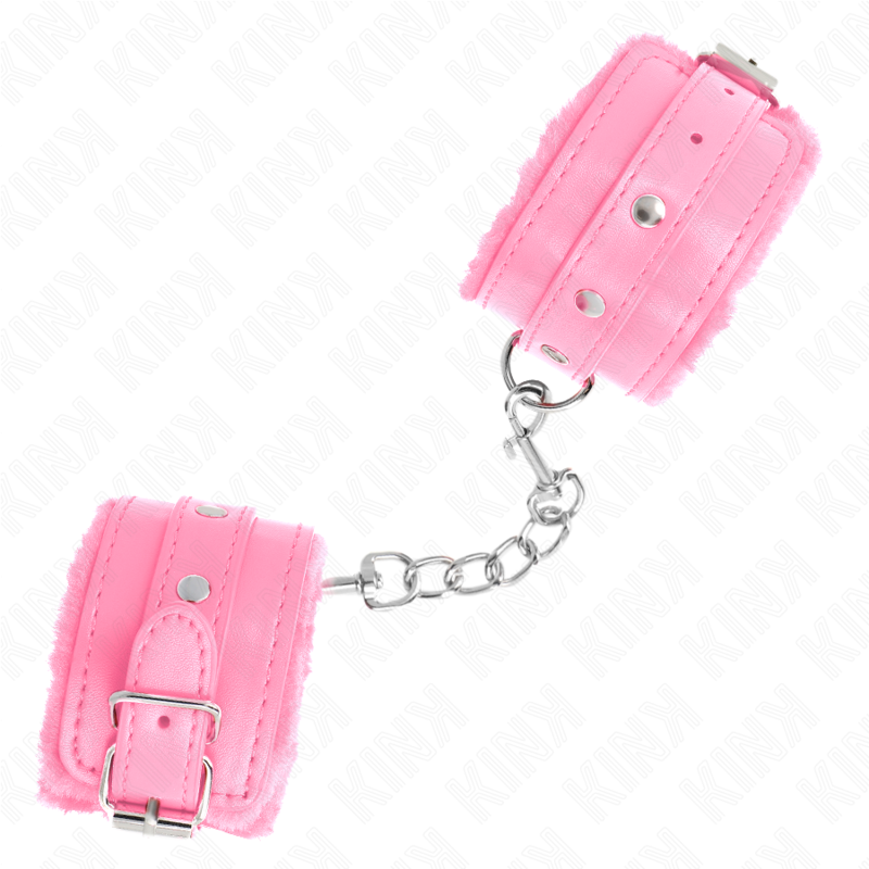 KINK - PREMIUM PINK FUR LINED WRIST RESTS WITH ADJUSTABLE PINK BELT 17-29 CM X 6 CM