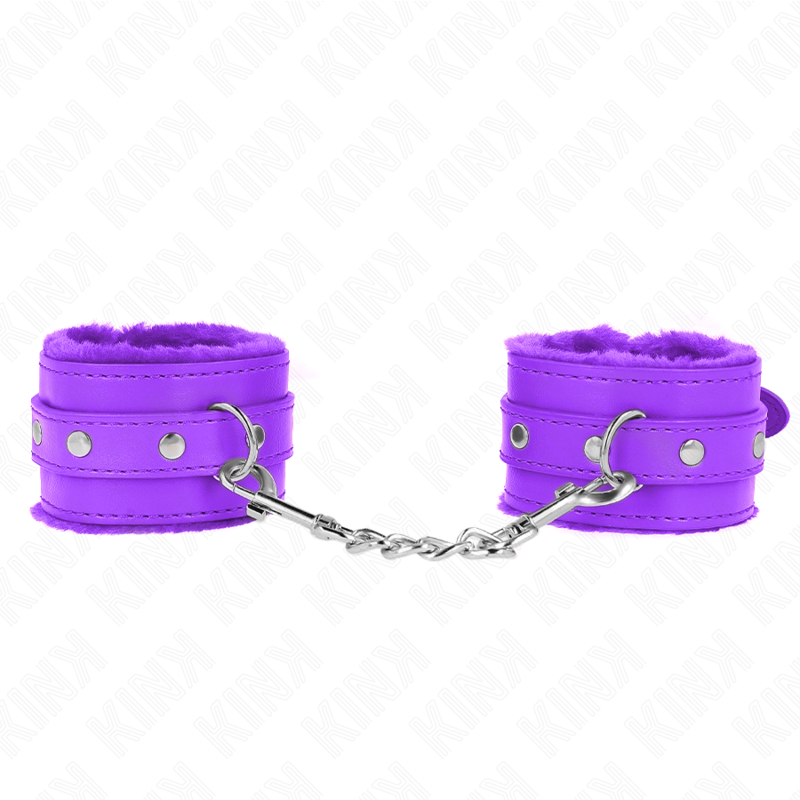 KINK - PREMIUM PURPLE FUR LINED WRIST RESTS WITH ADJUSTABLE PURPLE BELT 17-29 CM X 6 CM