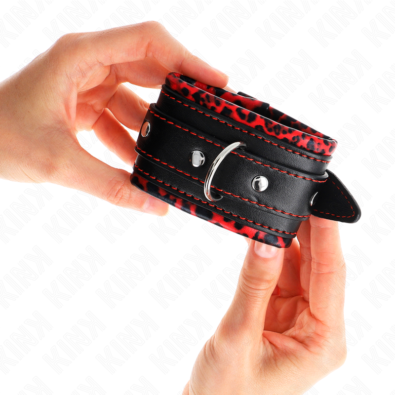 KINK - APOIO DE PULSO AJUSTÁVEL COM FORRO DE PELE VERMELHO/PRETO 17-29 CM X 6 CM