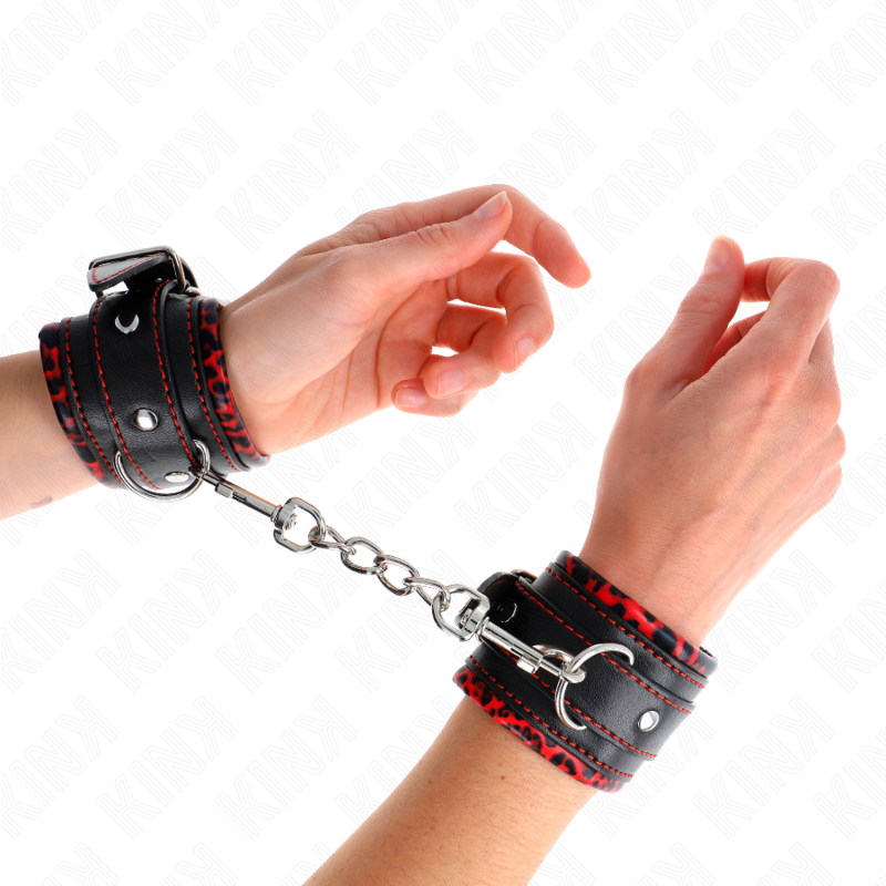 KINK - APOIO DE PULSO AJUSTÁVEL COM FORRO DE PELE VERMELHO/PRETO 17-29 CM X 6 CM