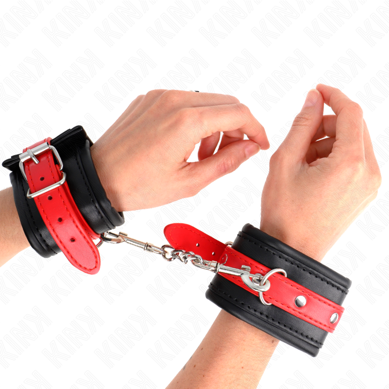 KINK - BLACK WRIST RESTRAINT WITH ADJUSTABLE RED BELT 17-28 CM X 6 CM