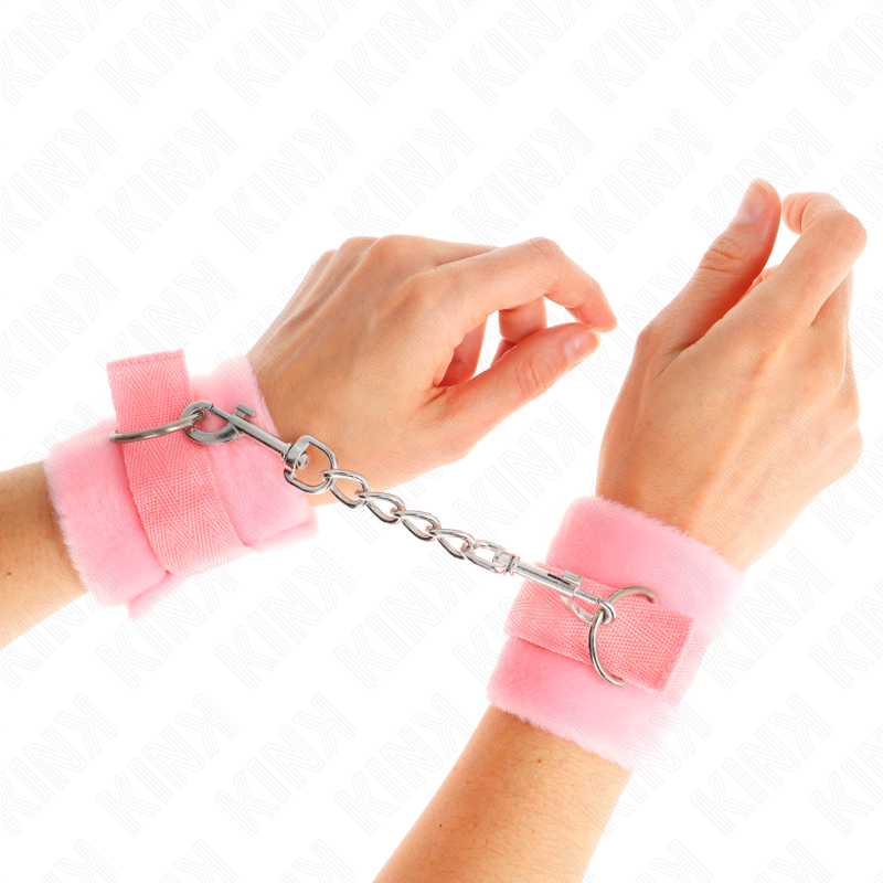 KINK - BEGINNER PINK FUR CUFF WARMERS 30 X 7 CM