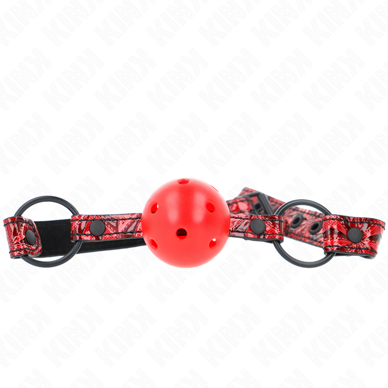 KINK - MORDAÇA DE BOLA COM PADRÃO DE DIAMANTE DE 4,5 CM MODELO 1 64,5 CM AJUSTÁVEL 42-60 CM
