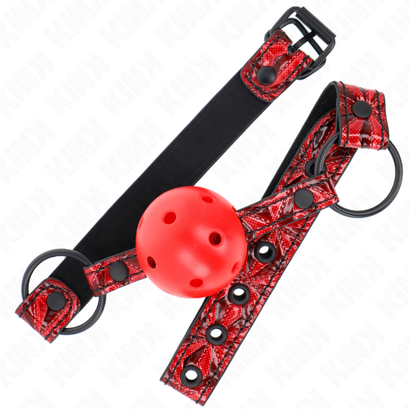 KINK - MORDAÇA DE BOLA COM PADRÃO DE DIAMANTE DE 4,5 CM MODELO 1 64,5 CM AJUSTÁVEL 42-60 CM