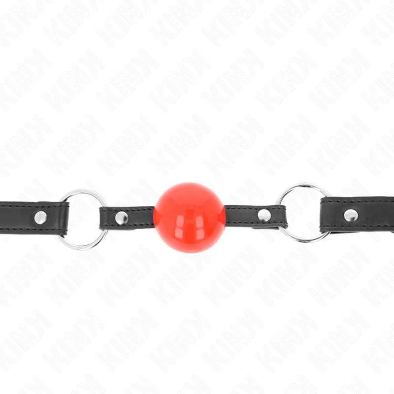 KINK - 4 CM BALL GAG WITH RED BALL LOCK BLACK STRAP 60 x 2 CM