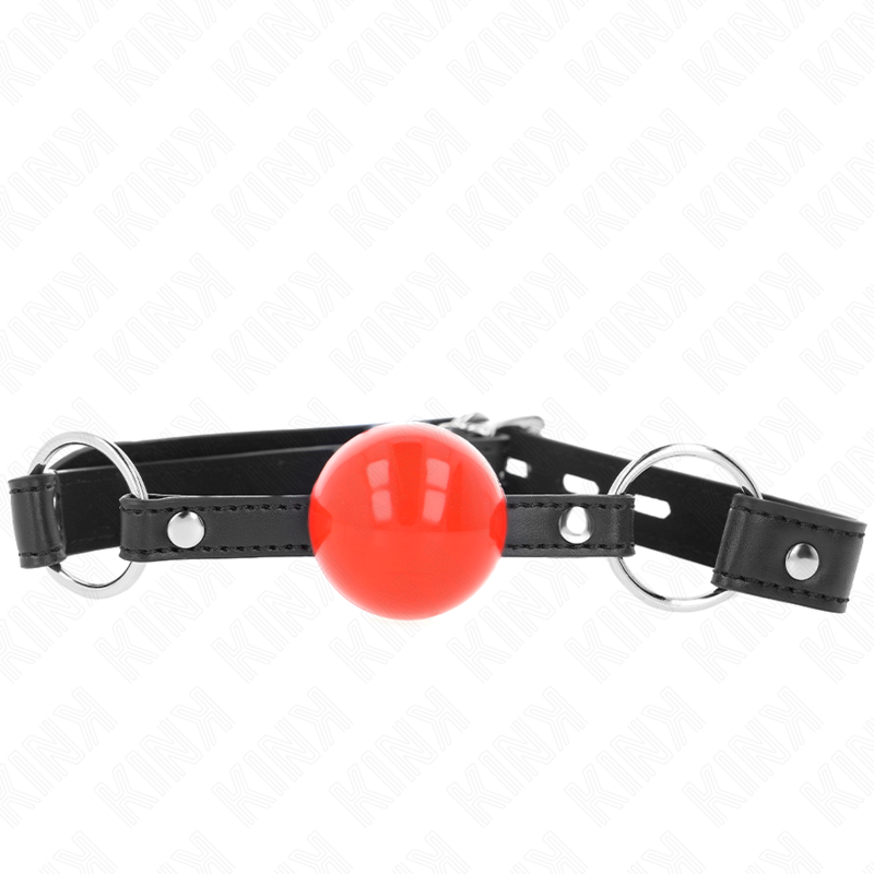 KINK - 4 CM BALL GAG WITH RED BALL LOCK BLACK STRAP 60 x 2 CM