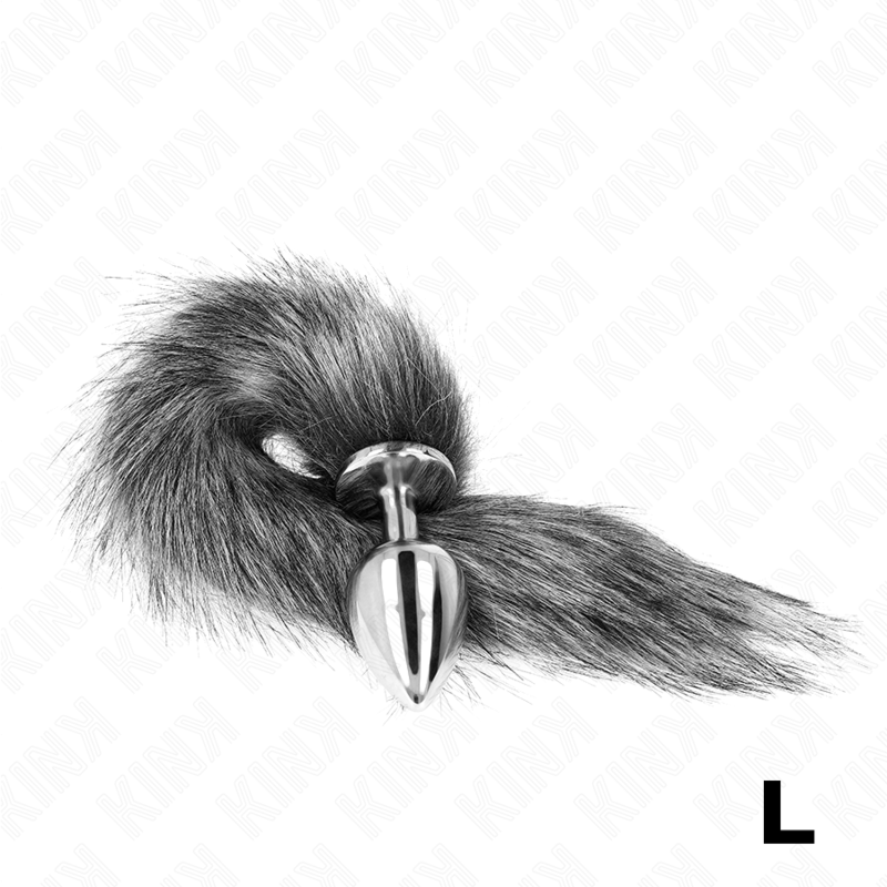 KINK - PLUG ANAL TAMANHO L 10 X 4 CM COM RABO SINTÉTICO 40 CM CINZA