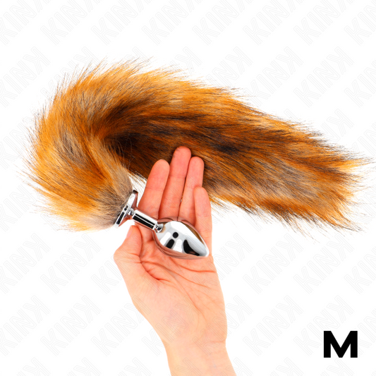 KINK - PLUG ANAL TAMANHO M 8 X 3,5 CM COM RABO SINTÉTICO 40 CM MARROM