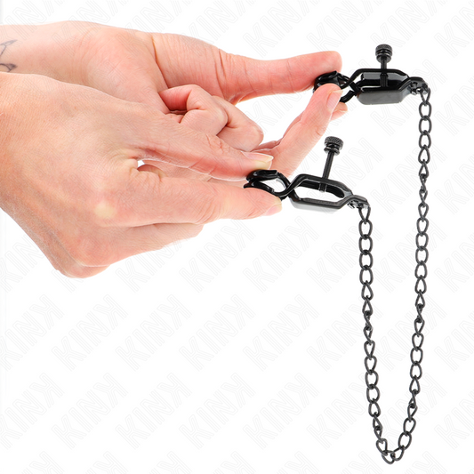 KINK - GRAMPOS DE METAL COM CORRENTE PLANA PRETA 30 CM
