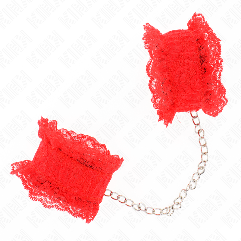 KINK - ACESSÓRIOS DE PUNHO ELÁSTICO DE RENDA VERMELHA