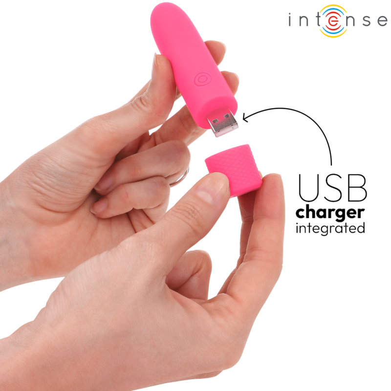 INTENSO - SYMONE USB RECARREGÁVEL VIBRANTE BULLET 8 VIBRAÇÕES ROSA 10 X 2,2 CM