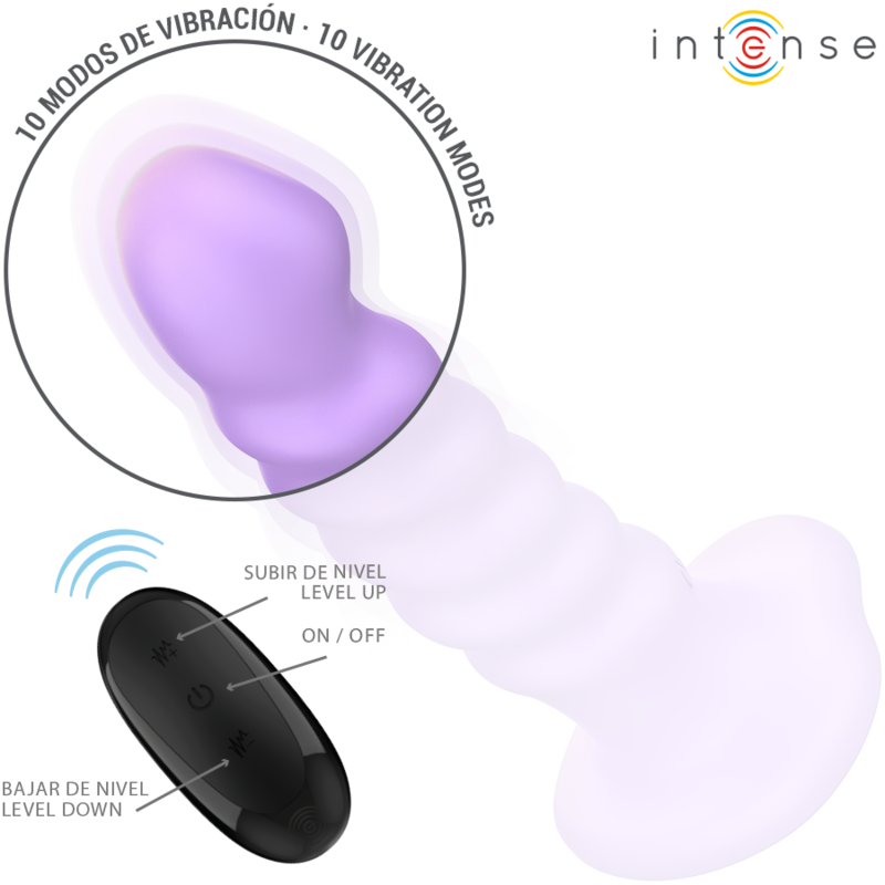 INTENSO - VIBRADOR BRENDA TAMANHO M DESIGN ESPIRAL 10 VIBRAÇÕES ROXO CONTROLE REMOTO