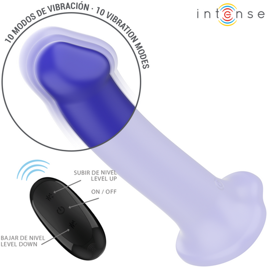 INTENSO - VIBRADOR VICTORIA COM VENTOSA 10 VIBRAÇÕES AZUL ESCURO CONTROLE REMOTO
