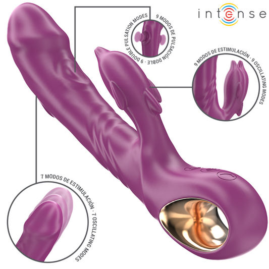INTENSO - VIBRADOR MULTIFUNCIONAL HALLE COM LÍNGUA ESTIMULANTE GOLFINHO ROXO