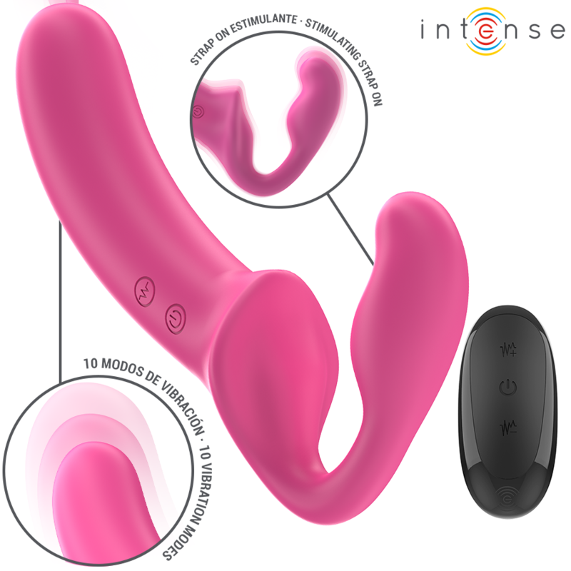 INTENSO - AMY VIBRADOR DUPLO 20 CM ROSA CONTROLE REMOTO