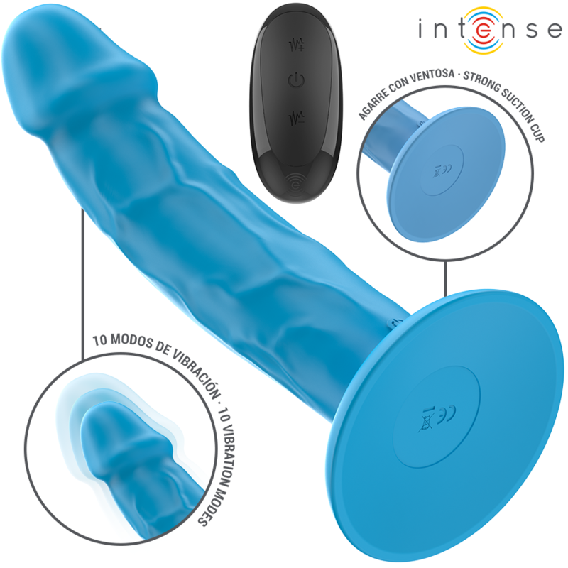 INTENSO - VIBRADOR REALÍSTICO PHOEBE 10 VIBRAÇÕES CONTROLE REMOTO AZUL