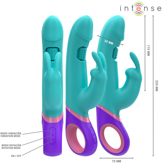 INTENSO - VIBRADOR MONICA RABBIT COM ESTIMULADOR G-SPOT GIRATÓRIO AZUL