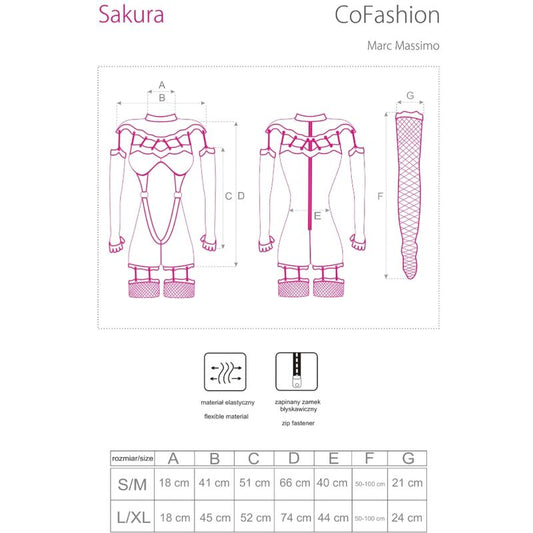 LIVCO CORSETTI FASHION - MACACÃO DE ALGODÃO SAKURA CF 90357 + LUVAS COMPRIDAS + LIGA PRETA G/GG