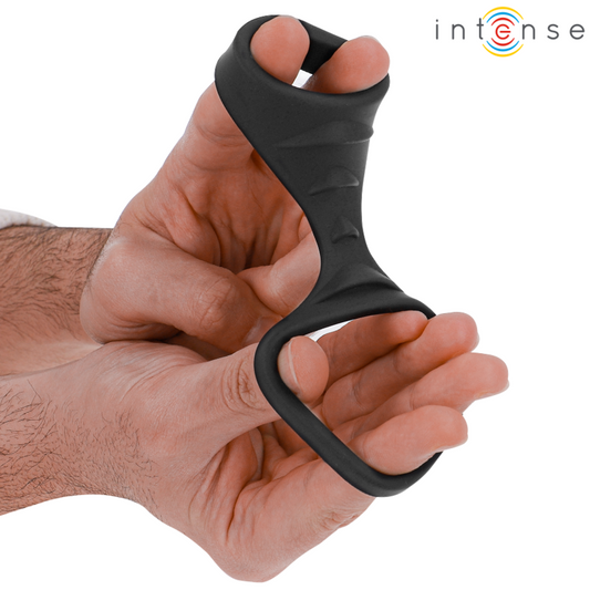 INTENSO - THEO DUPLO ANEL PARA PÊNIS DE SILICONE PRETO MODELO 3