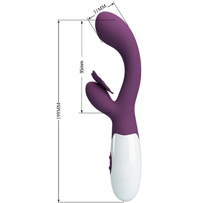 PRETTY LOVE - VIBRADOR BUTTERFLY KISS RABBIT E ESTIMULADOR DO PONTO G ROXO