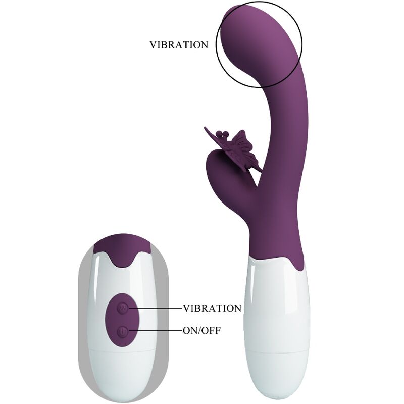 PRETTY LOVE - VIBRADOR BUTTERFLY KISS RABBIT E ESTIMULADOR DO PONTO G ROXO