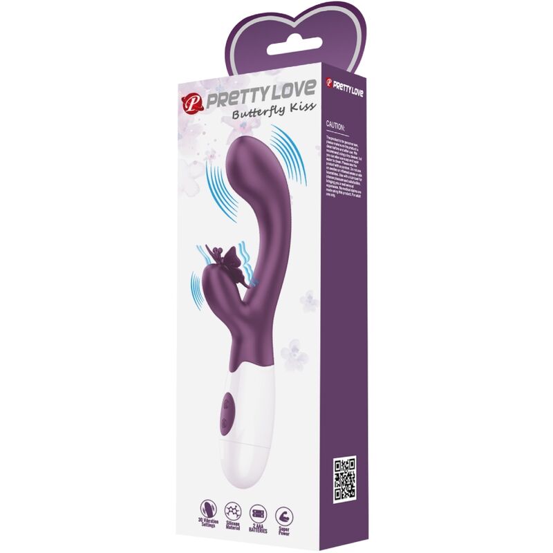 PRETTY LOVE - VIBRADOR BUTTERFLY KISS RABBIT E ESTIMULADOR DO PONTO G ROXO