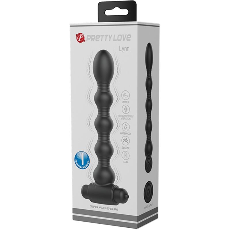 PRETTY LOVE - PLUG ANAL DE SILICONE LYNN 10 VIBRAÇÕES PRETO