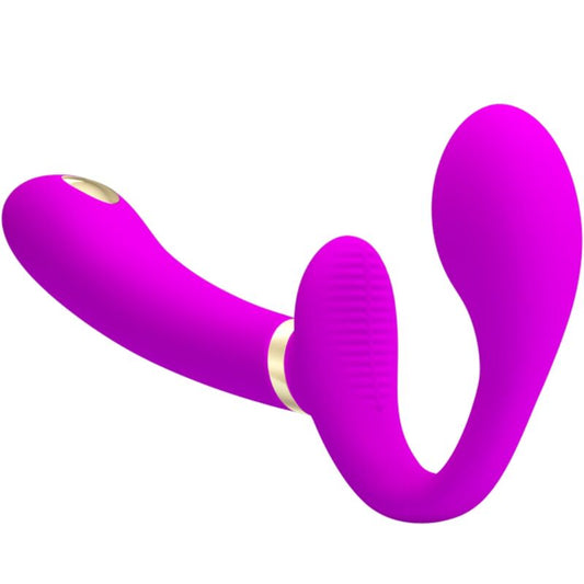 PRETTY LOVE - VIBRADOR THUNDERBIRD DUPLO STRAP-ON COM CONTROLE REMOTO ROXO