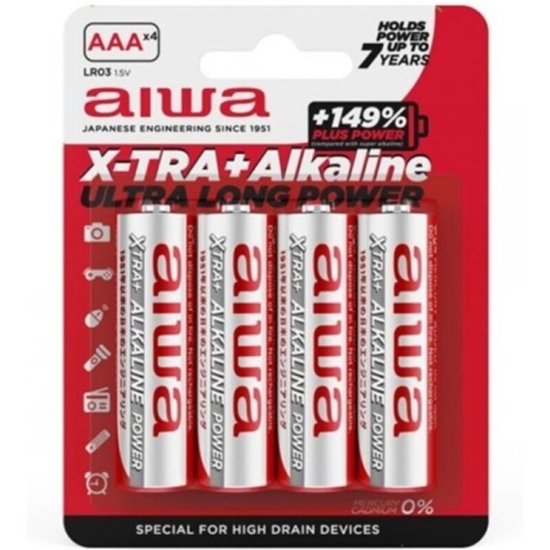 AIWA - PILHA ALCALINA X-TRA AAA LR03 BLISTER*4