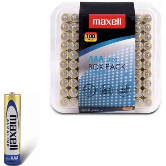MAXELL - PACOTE DE PILHAS ALCALINAS AAA LR03*100 PILHAS