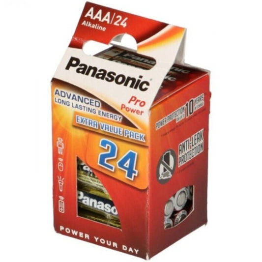 PANASONIC - PACOTE COM 24 PILHAS ALCALINAS AAA LR03 PRO POWER