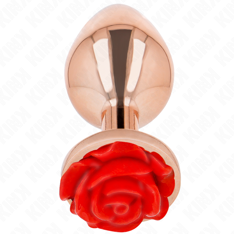 KINK - ROSE GOLD ANAL PLUG WITH RED ROSE L