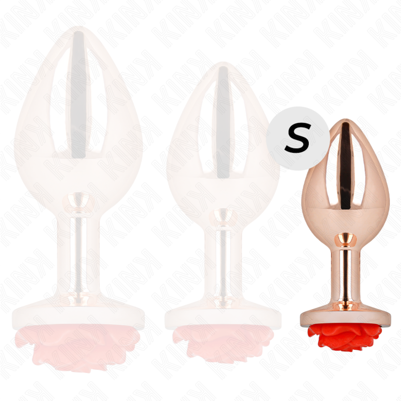 KINK - ROSE GOLD ANAL PLUG WITH RED ROSE S