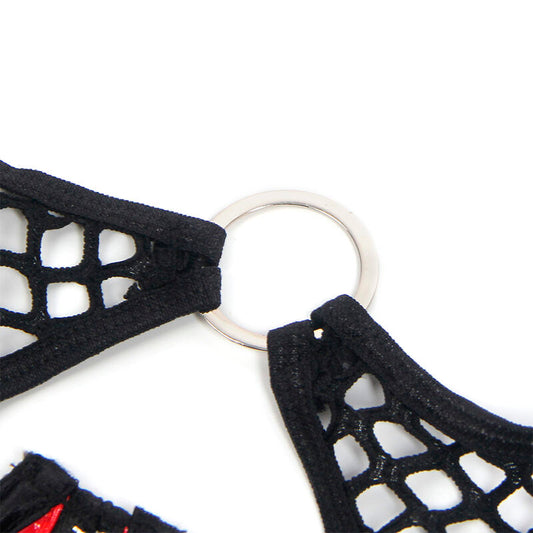 SUBBLIME - 955540 CONJUNTO DE SUTIÃ DE COURO VERMELHO COM ZÍPER, G/GG