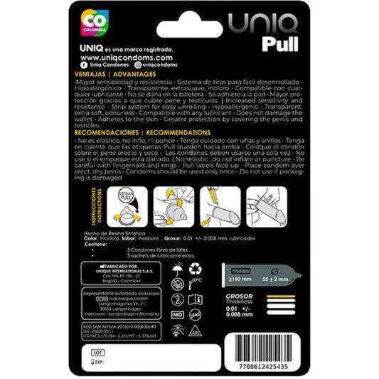 UNIQ - PRESERVATIVOS SEM LÁTEX COM TIRAS 3 UNIDADES