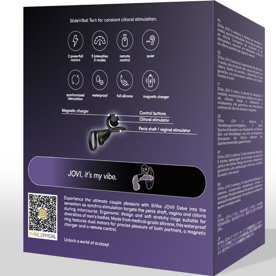 SNAIL VIBE - JOVI BAGUE POUR COUPLES TÉLÉCOMMANDE NOIRE