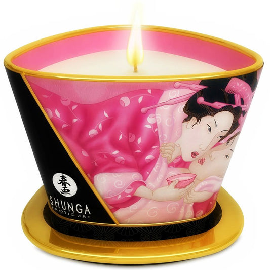 SHUNGA - MINI VELA DE MASSAGEM CARESS COM VELAS AFRODISÍACO ROSAS 170 ML