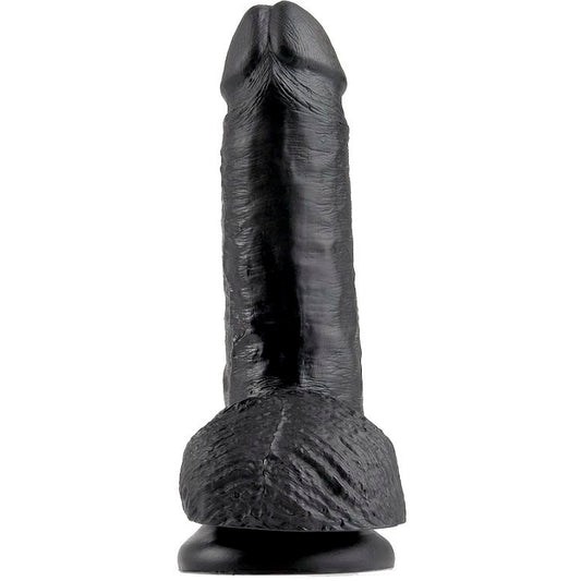 KING COCK - 7 DILDOS PRETOS COM BOLAS 17,8 CM