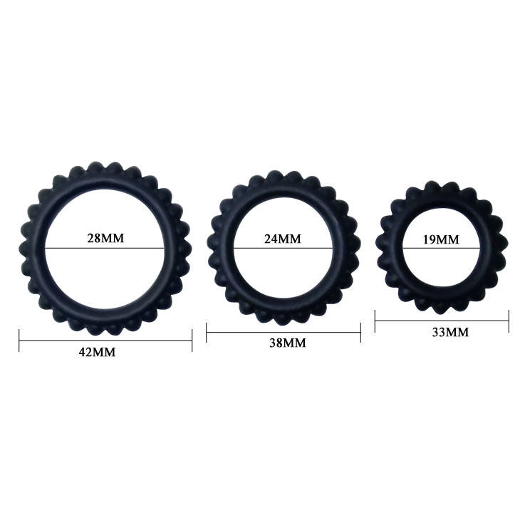 BAILE - TITAN CONJUNTO 3 PEÇAS ANEL PÊNICO PRETO 2,8 + 2,4 + 1,9 CM