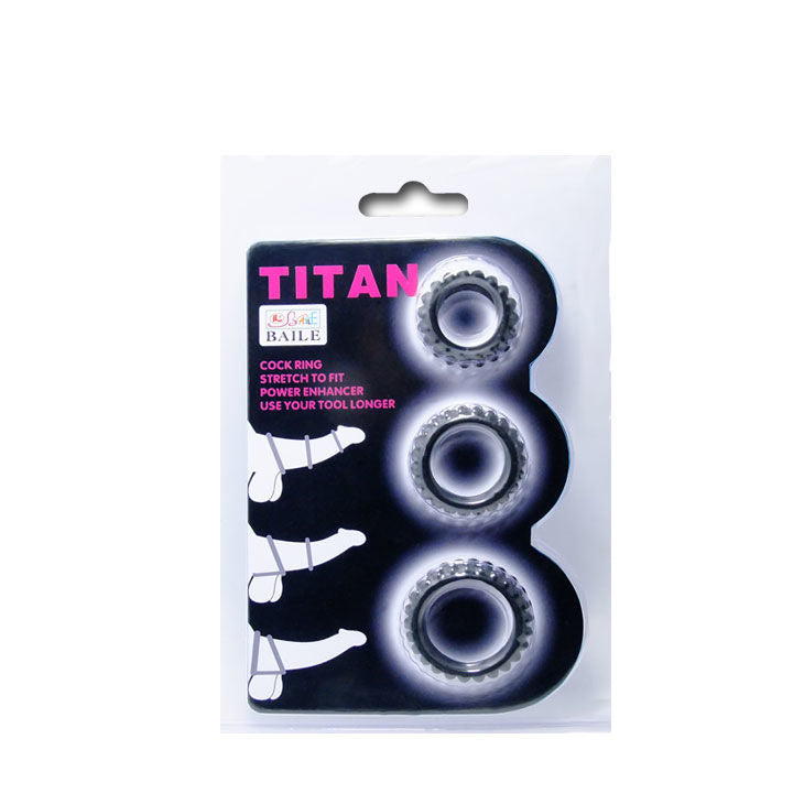 BAILE - TITAN CONJUNTO 3 PEÇAS ANEL PÊNICO PRETO 2,8 + 2,4 + 1,9 CM