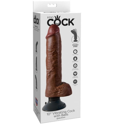KING COCK - VIBRADOR DILDO COM TESTÍCULOS 25,5 CM COR MARROM