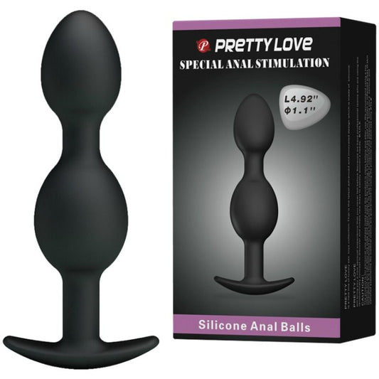 PRETTY LOVE - BOLAS ANAL DE SILICONE PRETO 12,5 CM