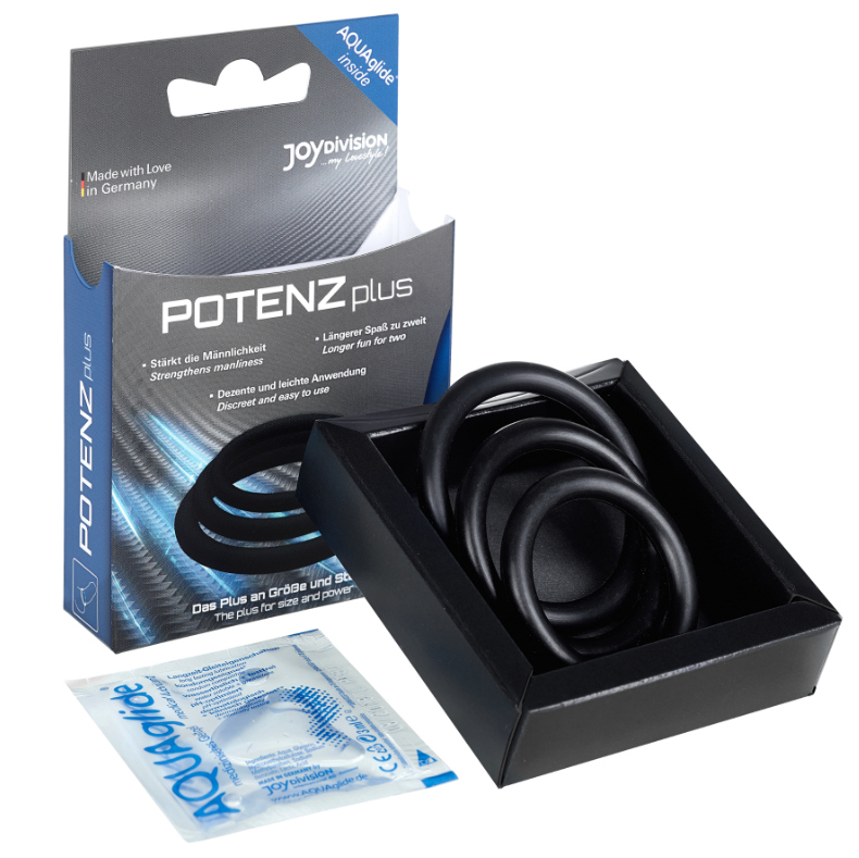 JOYDIVISION POTENZDUO - CONJUNTO PLUS DE 3 ANÉIS PRETOS - P, M, G