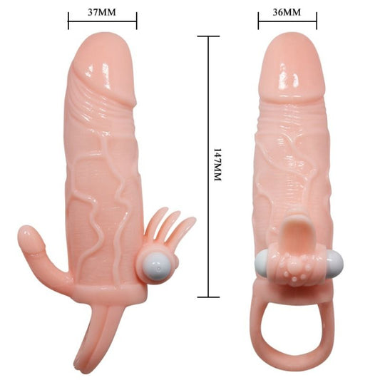 BAILE - BRAVE MAN CAPA PARA PÊNIS COM ESTIMULAÇÃO DE CLITÓRIS E ANAL 16,5 CM